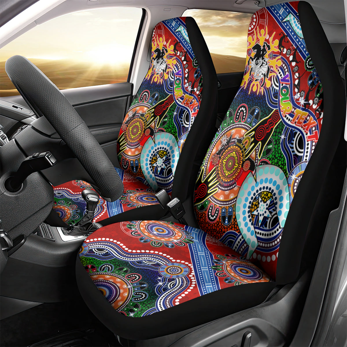 Personalised Dragons NAIDOC Week 2024 Car Seat Cover Australia Aboriginal Dot Painting