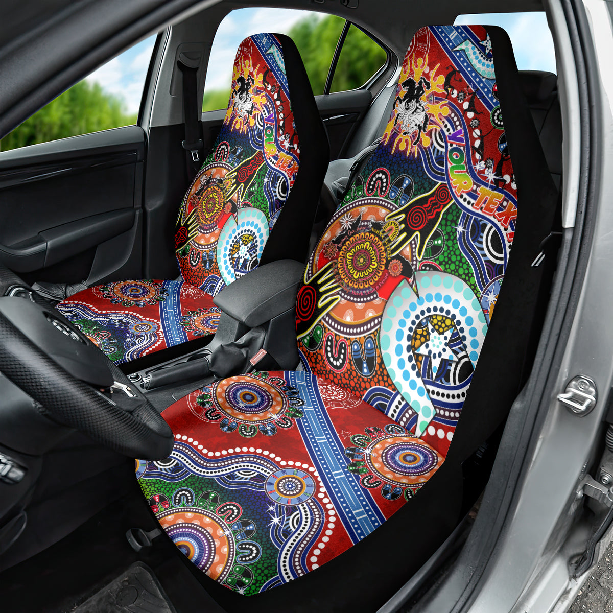 Personalised Dragons NAIDOC Week 2024 Car Seat Cover Australia Aboriginal Dot Painting