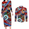Personalised Dragons NAIDOC Week 2024 Couples Matching Long Sleeve Bodycon Dress and Long Sleeve Button Shirt Australia Aboriginal Dot Painting