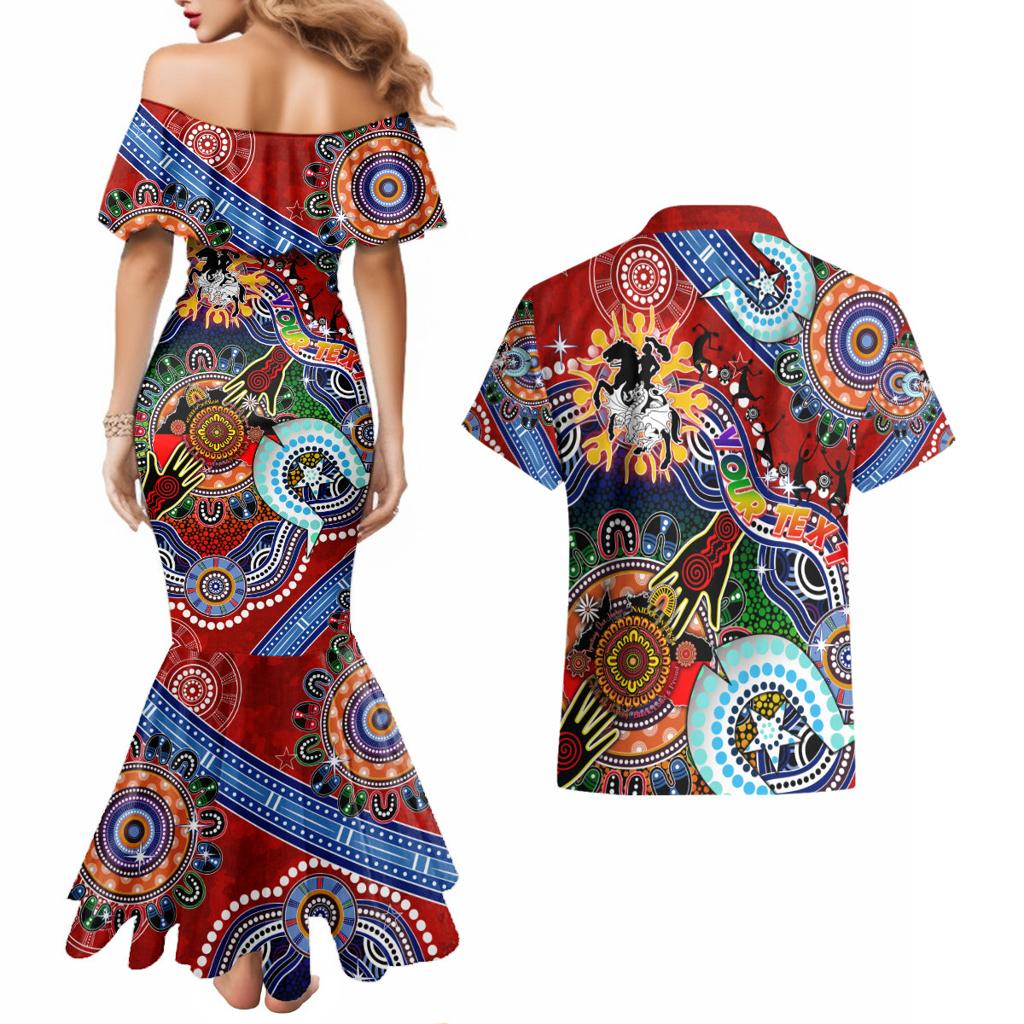 Personalised Dragons NAIDOC Week 2024 Couples Matching Mermaid Dress and Hawaiian Shirt Australia Aboriginal Dot Painting