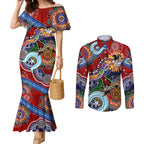 Personalised Dragons NAIDOC Week 2024 Couples Matching Mermaid Dress and Long Sleeve Button Shirt Australia Aboriginal Dot Painting