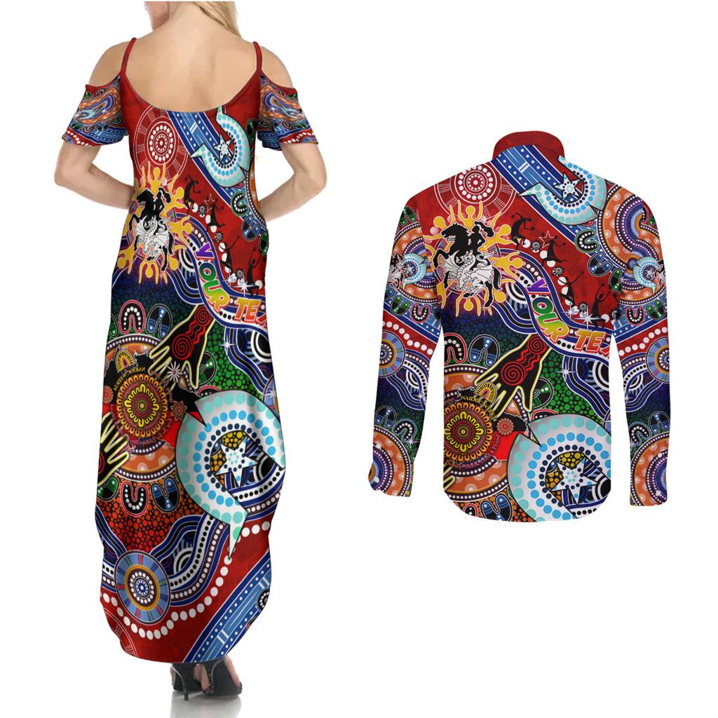 Personalised Dragons NAIDOC Week 2024 Couples Matching Summer Maxi Dress and Long Sleeve Button Shirt Australia Aboriginal Dot Painting