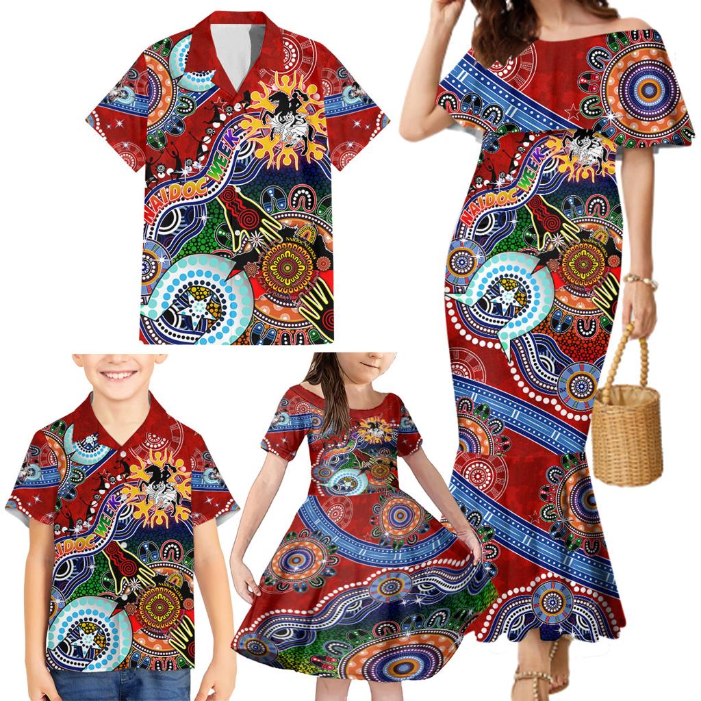 Personalised Dragons NAIDOC Week 2024 Family Matching Mermaid Dress and Hawaiian Shirt Australia Aboriginal Dot Painting