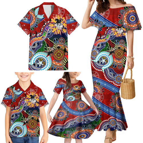Personalised Dragons NAIDOC Week 2024 Family Matching Mermaid Dress and Hawaiian Shirt Australia Aboriginal Dot Painting