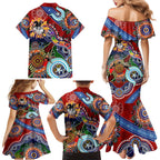 Personalised Dragons NAIDOC Week 2024 Family Matching Mermaid Dress and Hawaiian Shirt Australia Aboriginal Dot Painting