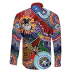 Personalised Dragons NAIDOC Week 2024 Family Matching Off The Shoulder Long Sleeve Dress and Hawaiian Shirt Australia Aboriginal Dot Painting