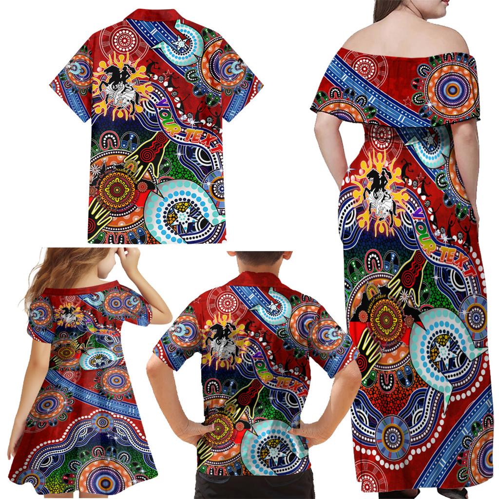 Personalised Dragons NAIDOC Week 2024 Family Matching Off Shoulder Maxi Dress and Hawaiian Shirt Australia Aboriginal Dot Painting