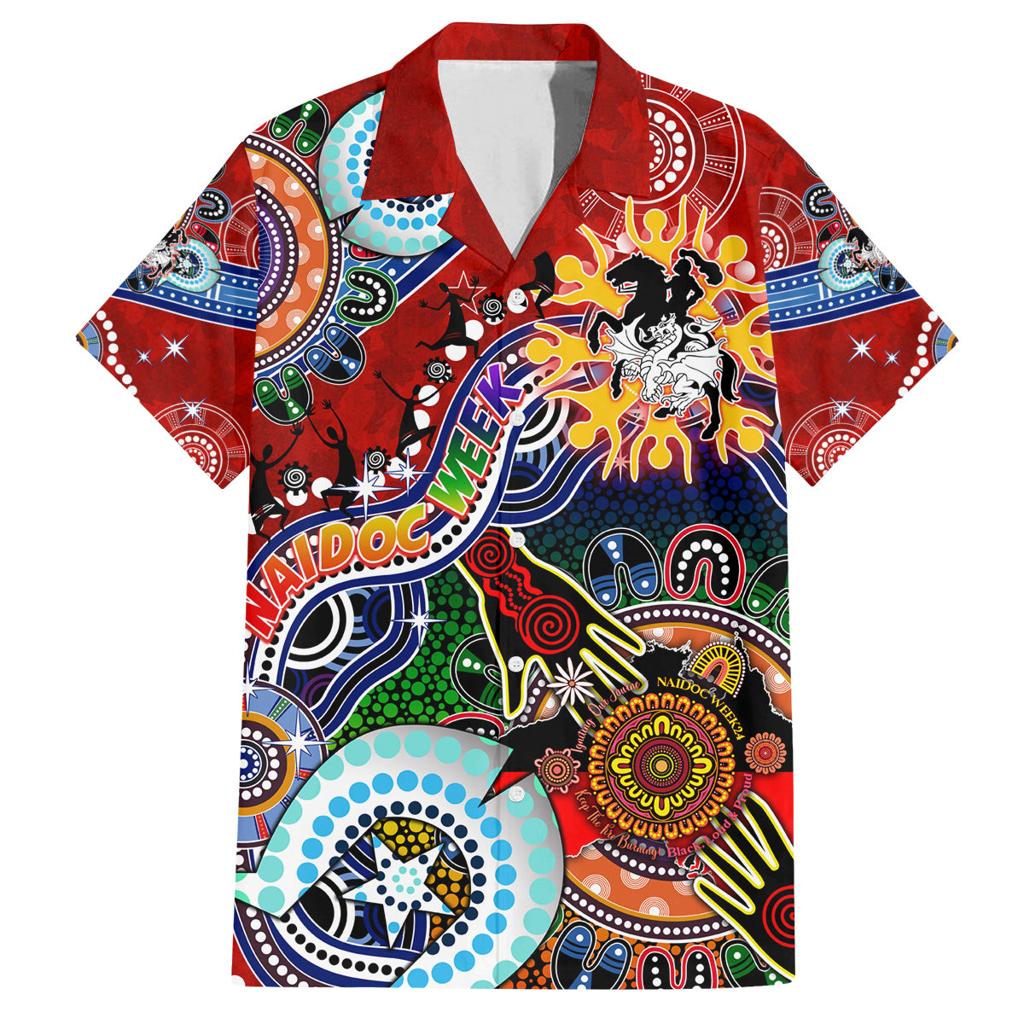 Personalised Dragons NAIDOC Week 2024 Family Matching Off Shoulder Maxi Dress and Hawaiian Shirt Australia Aboriginal Dot Painting