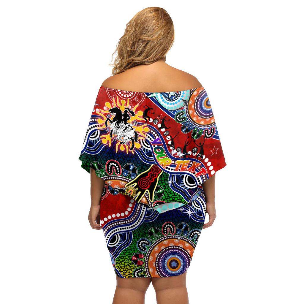 Personalised Dragons NAIDOC Week 2024 Family Matching Off Shoulder Short Dress and Hawaiian Shirt Australia Aboriginal Dot Painting