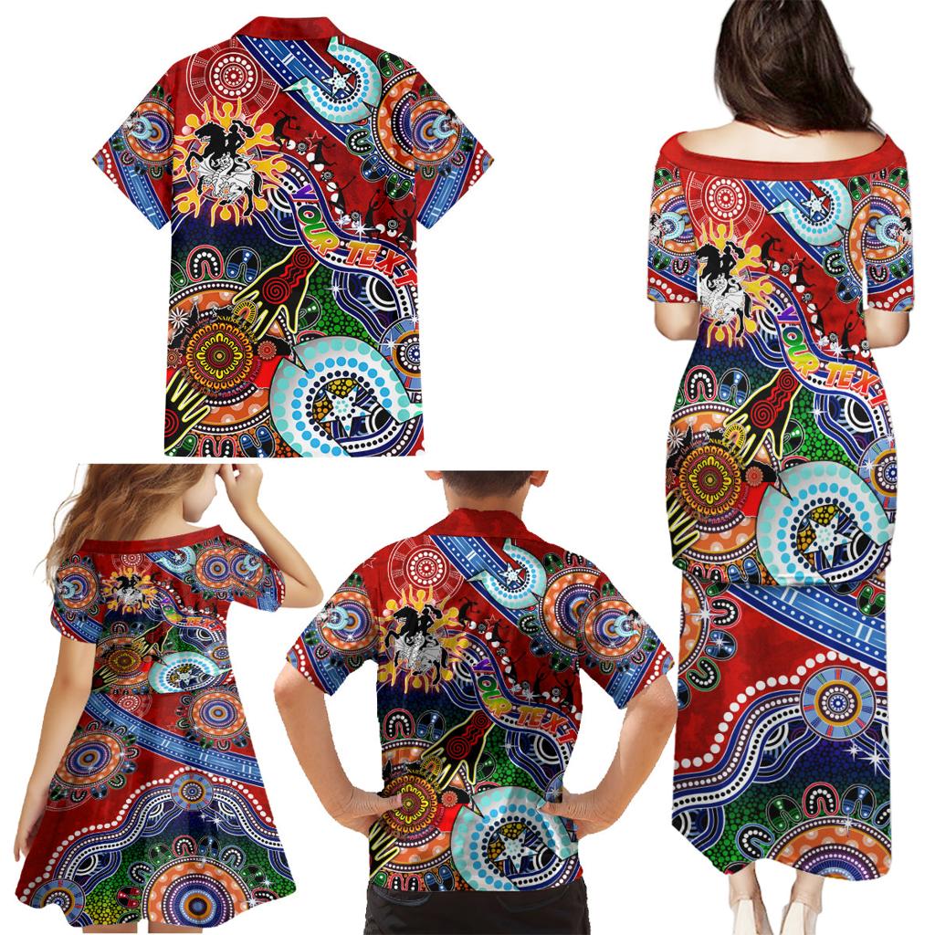 Personalised Dragons NAIDOC Week 2024 Family Matching Puletasi and Hawaiian Shirt Australia Aboriginal Dot Painting