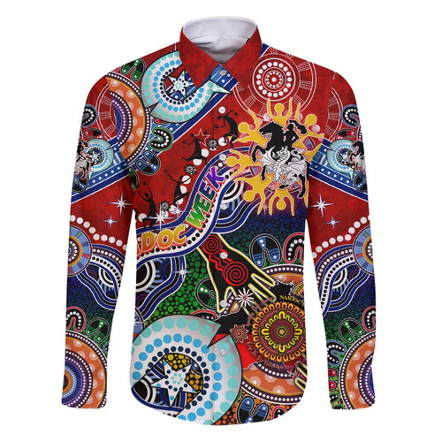 Personalised Dragons NAIDOC Week 2024 Family Matching Puletasi and Hawaiian Shirt Australia Aboriginal Dot Painting