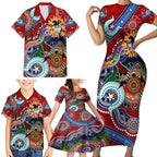 Personalised Dragons NAIDOC Week 2024 Family Matching Short Sleeve Bodycon Dress and Hawaiian Shirt Australia Aboriginal Dot Painting