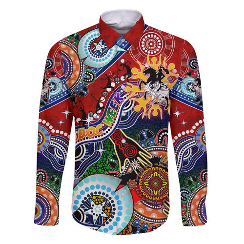 Personalised Dragons NAIDOC Week 2024 Family Matching Short Sleeve Bodycon Dress and Hawaiian Shirt Australia Aboriginal Dot Painting