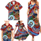 Personalised Dragons NAIDOC Week 2024 Family Matching Summer Maxi Dress and Hawaiian Shirt Australia Aboriginal Dot Painting