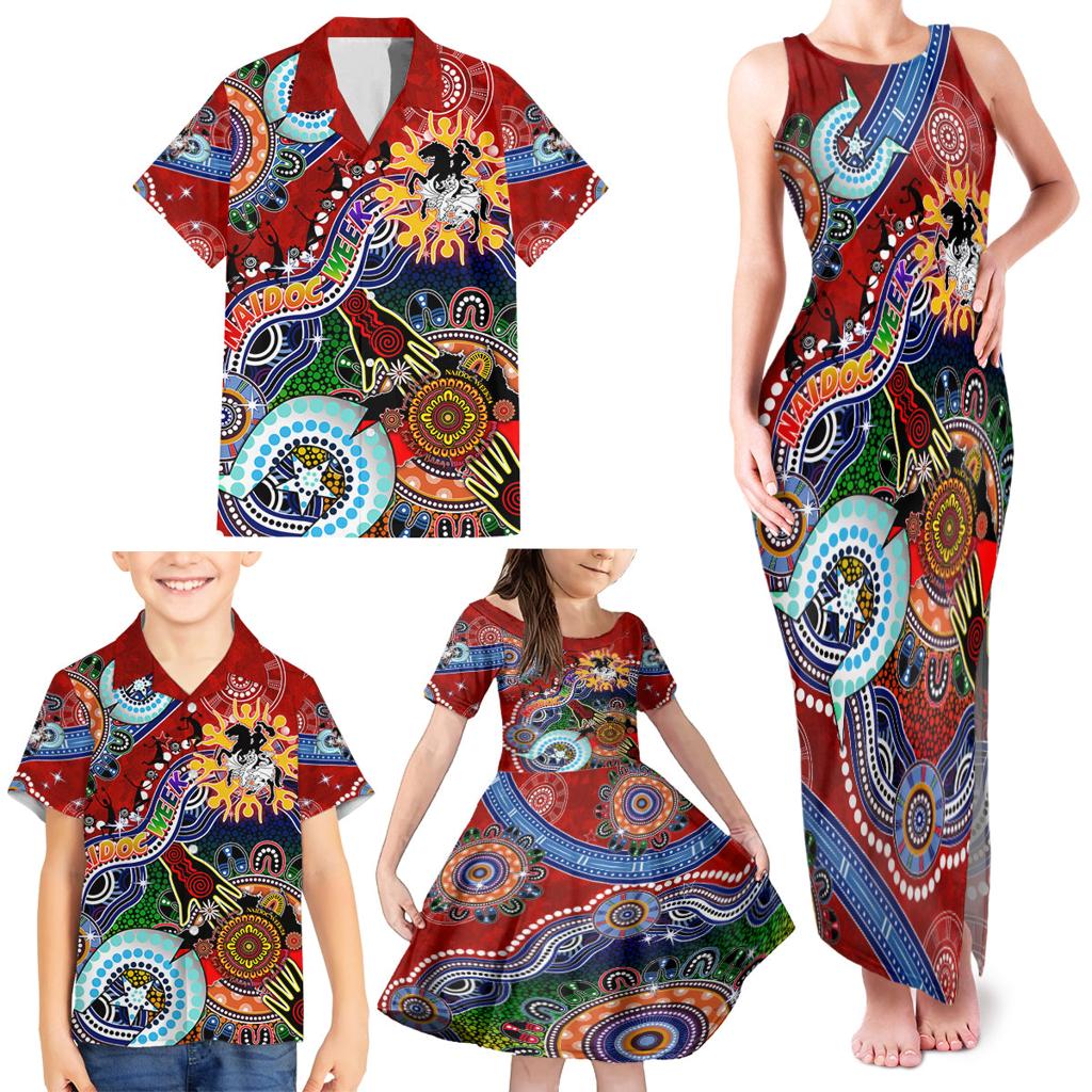 Personalised Dragons NAIDOC Week 2024 Family Matching Tank Maxi Dress and Hawaiian Shirt Australia Aboriginal Dot Painting
