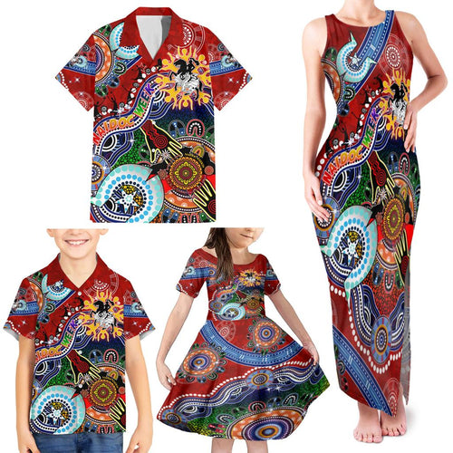 Personalised Dragons NAIDOC Week 2024 Family Matching Tank Maxi Dress and Hawaiian Shirt Australia Aboriginal Dot Painting