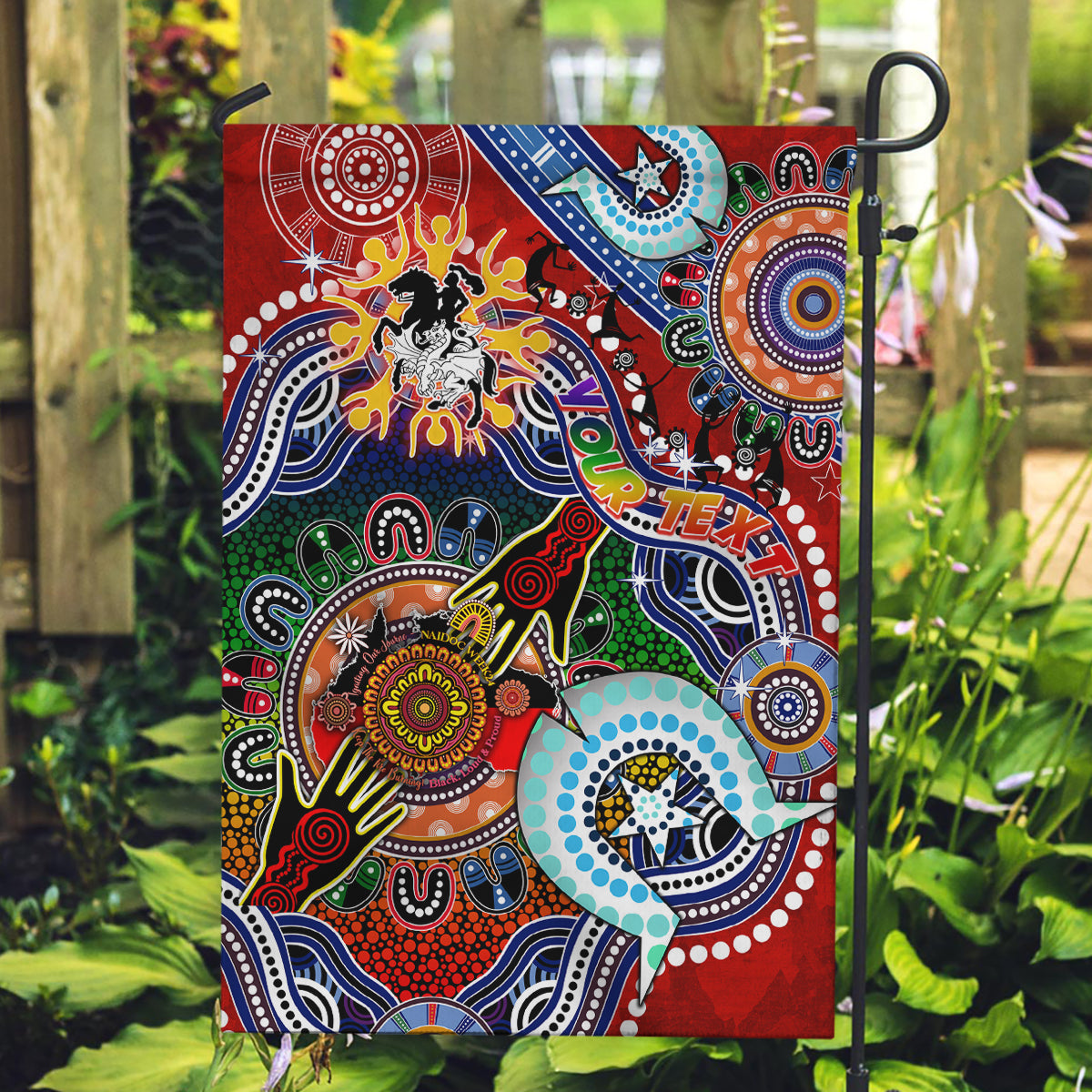 Personalised Dragons NAIDOC Week 2024 Garden Flag Australia Aboriginal Dot Painting