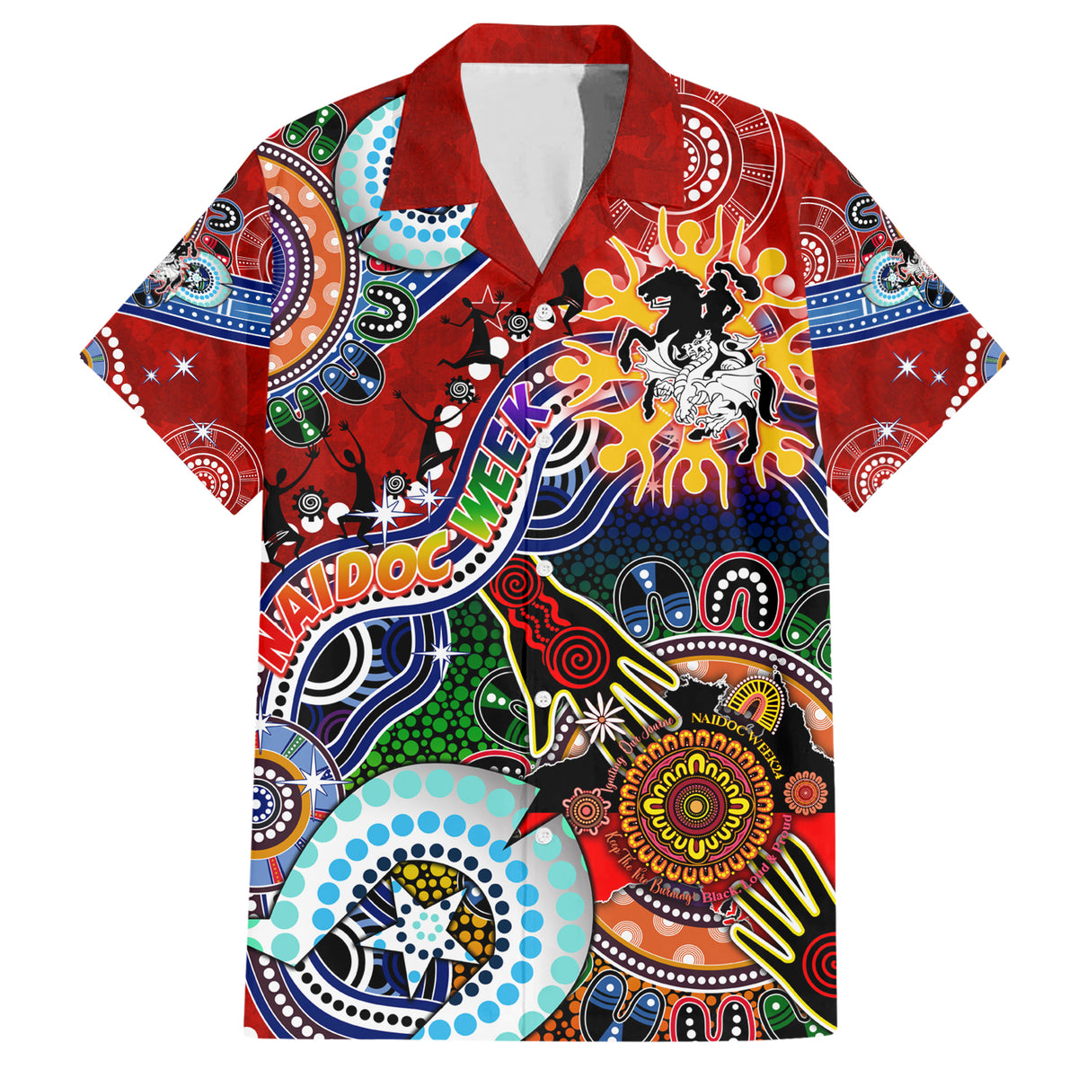 Personalised Dragons NAIDOC Week 2024 Hawaiian Shirt Australia Aboriginal Dot Painting
