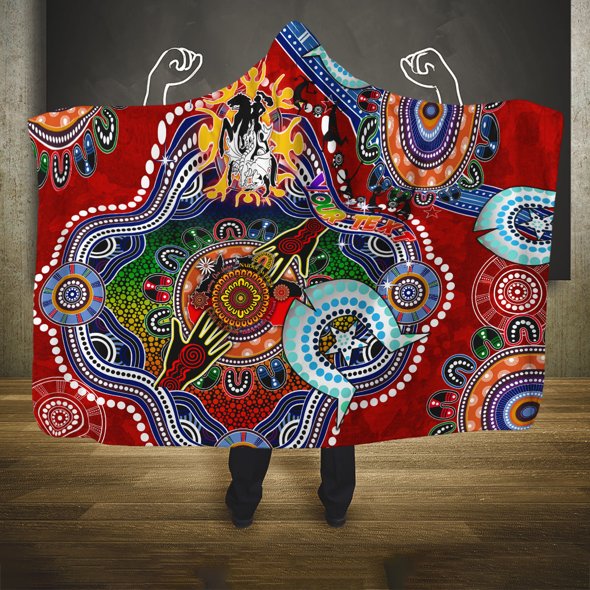 Personalised Dragons NAIDOC Week 2024 Hooded Blanket Australia Aboriginal Dot Painting