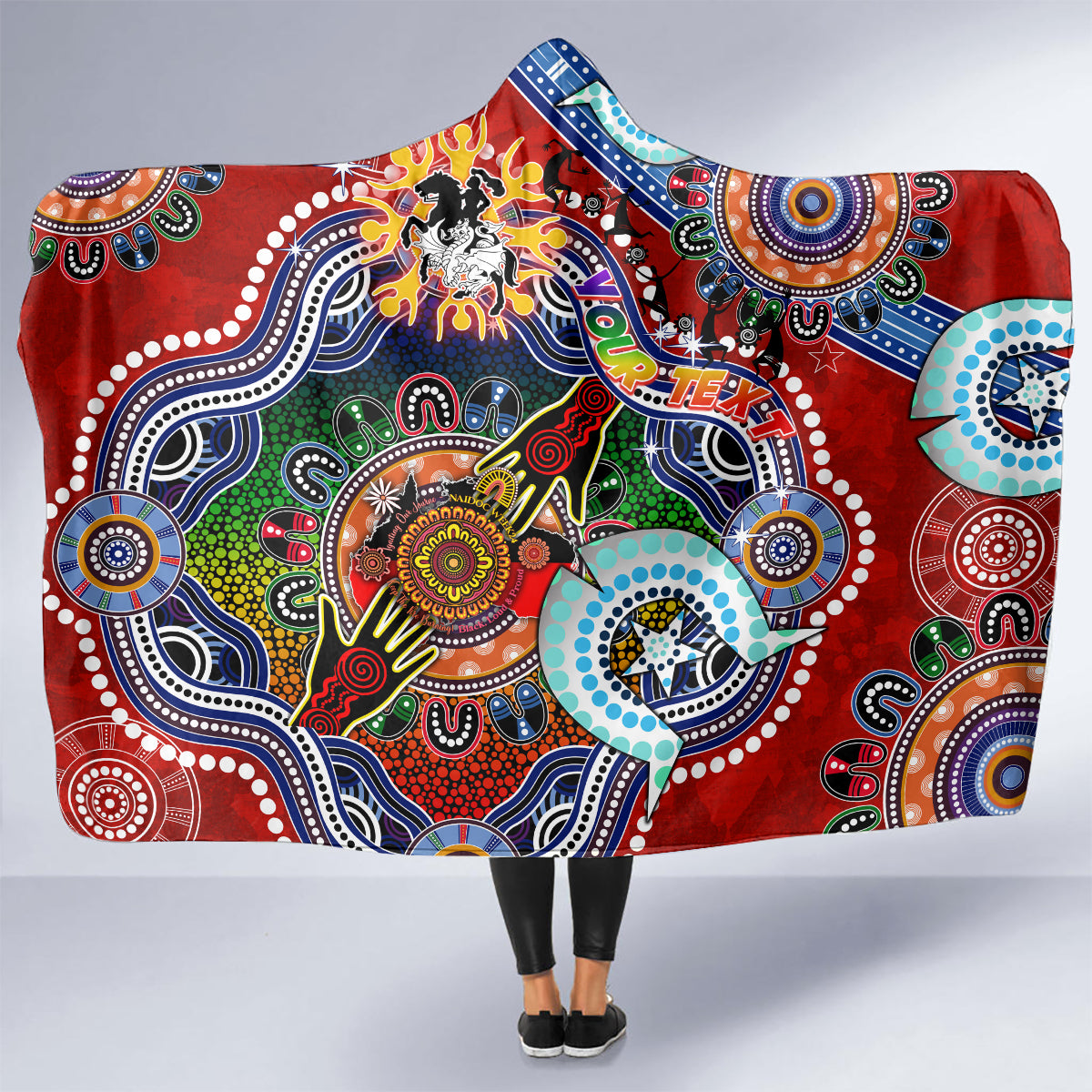Personalised Dragons NAIDOC Week 2024 Hooded Blanket Australia Aboriginal Dot Painting