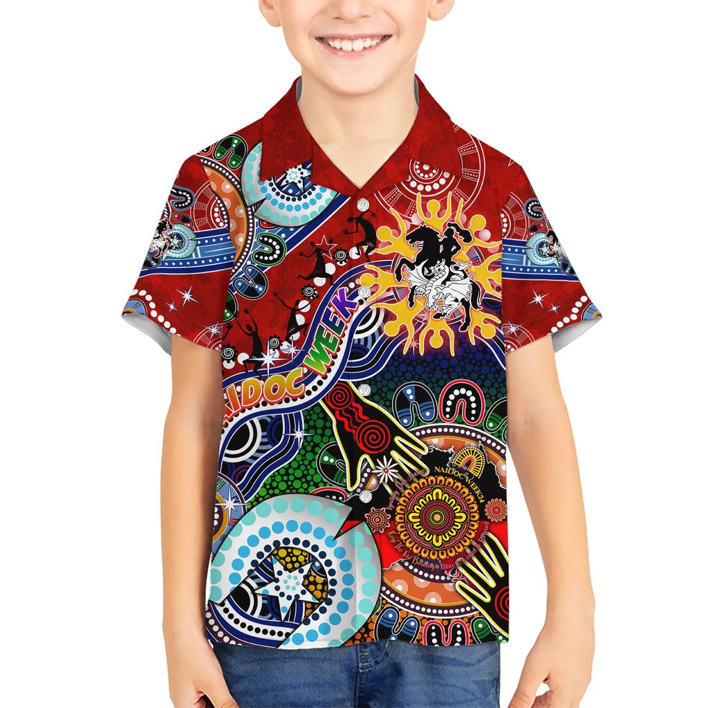 Personalised Dragons NAIDOC Week 2024 Kid Hawaiian Shirt Australia Aboriginal Dot Painting