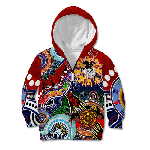 Personalised Dragons NAIDOC Week 2024 Kid Hoodie Australia Aboriginal Dot Painting