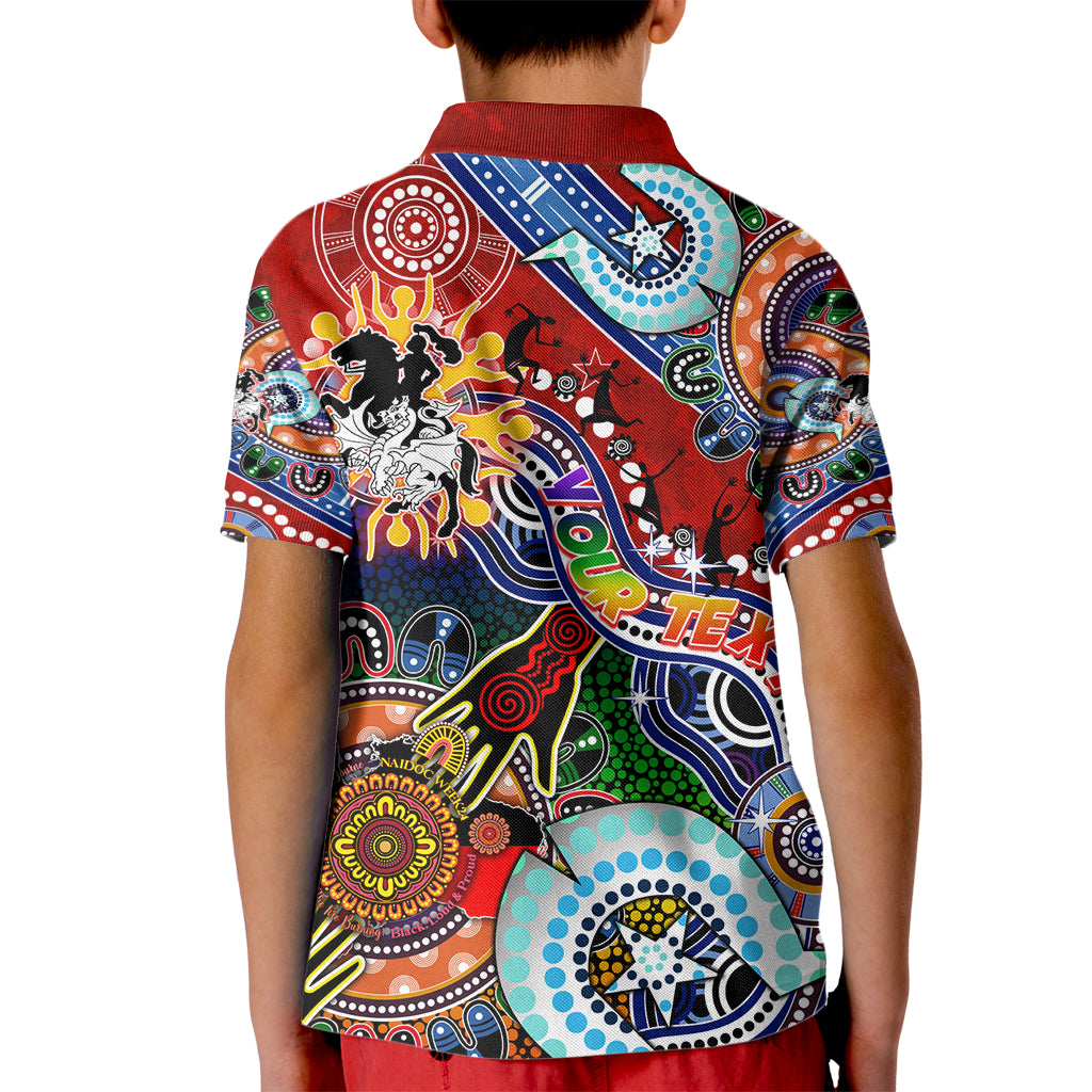 Personalised Dragons NAIDOC Week 2024 Kid Polo Shirt Australia Aboriginal Dot Painting