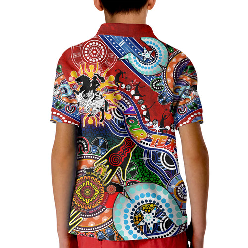 Personalised Dragons NAIDOC Week 2024 Kid Polo Shirt Australia Aboriginal Dot Painting