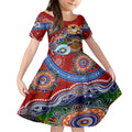 Personalised Dragons NAIDOC Week 2024 Kid Short Sleeve Dress Australia Aboriginal Dot Painting