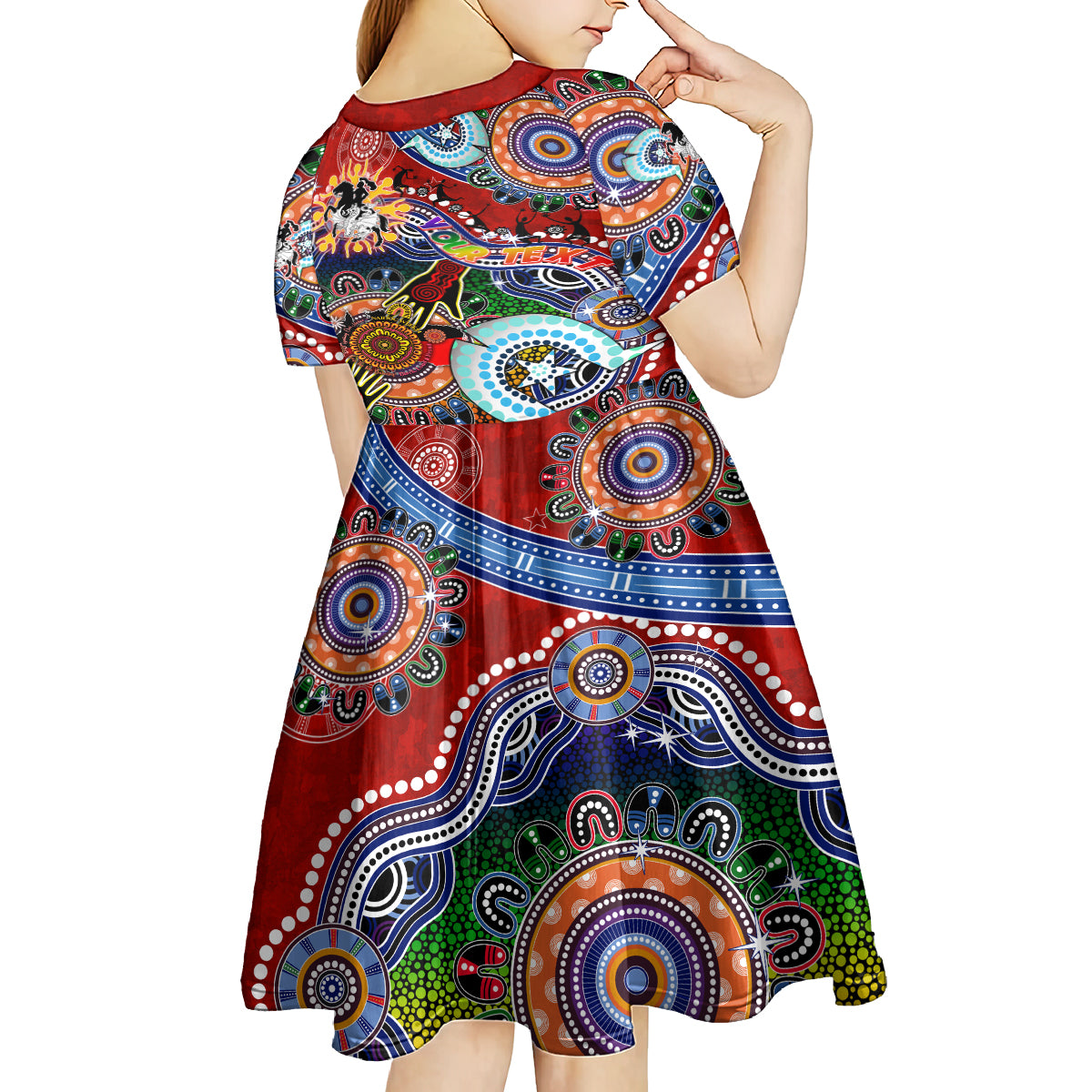 Personalised Dragons NAIDOC Week 2024 Kid Short Sleeve Dress Australia Aboriginal Dot Painting