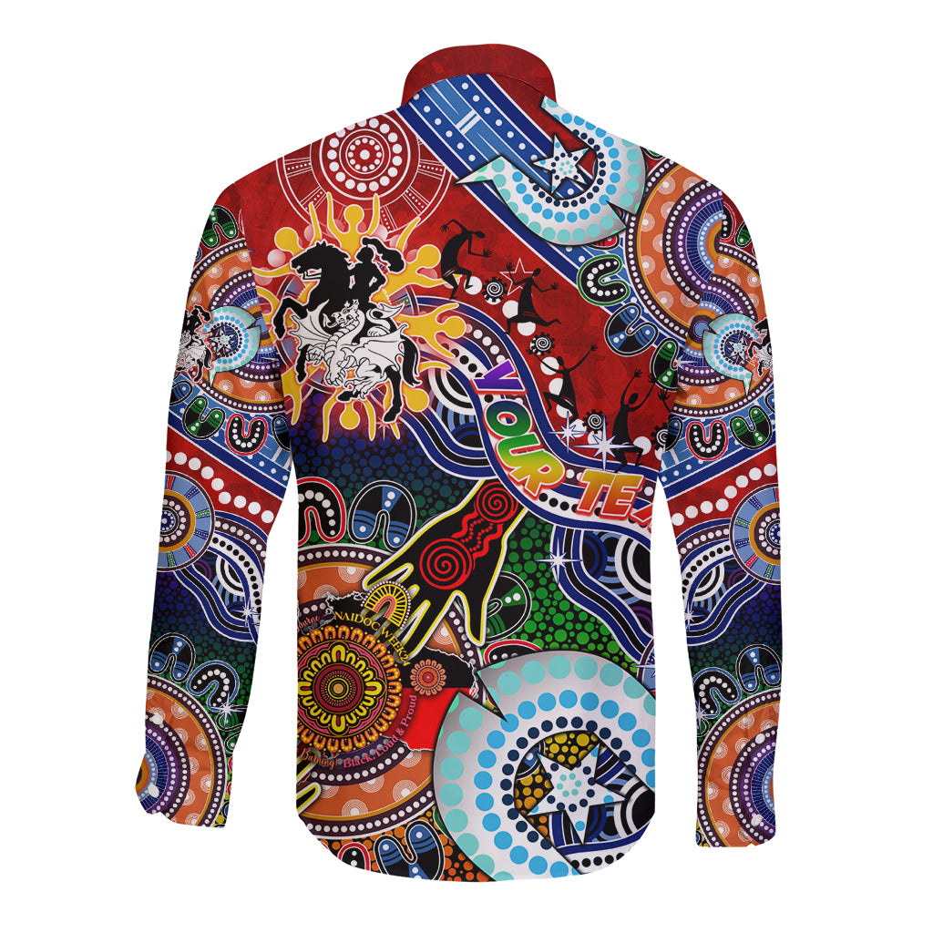 Personalised Dragons NAIDOC Week 2024 Long Sleeve Button Shirt Australia Aboriginal Dot Painting