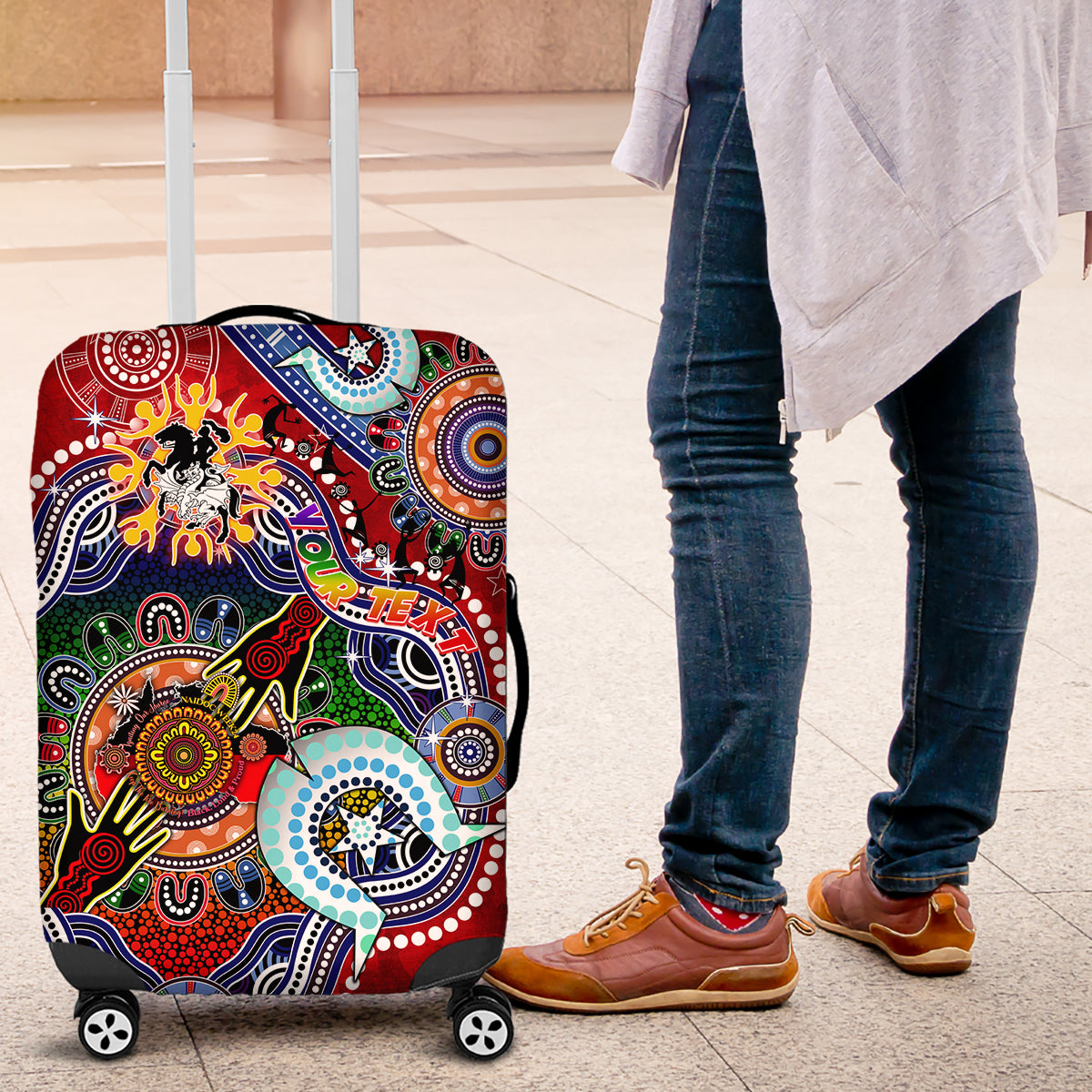 Personalised Dragons NAIDOC Week 2024 Luggage Cover Australia Aboriginal Dot Painting