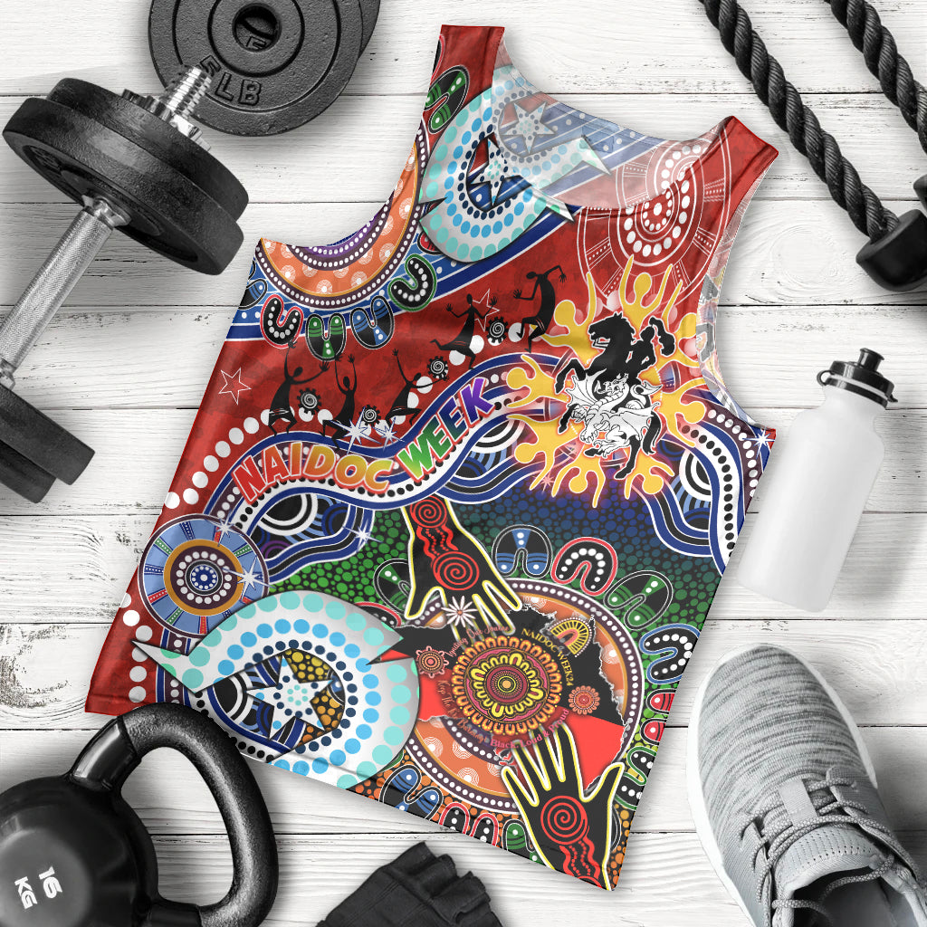 Personalised Dragons NAIDOC Week 2024 Men Tank Top Australia Aboriginal Dot Painting