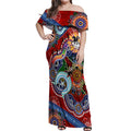 Personalised Dragons NAIDOC Week 2024 Off Shoulder Maxi Dress Australia Aboriginal Dot Painting