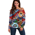 Personalised Dragons NAIDOC Week 2024 Off Shoulder Sweater Australia Aboriginal Dot Painting