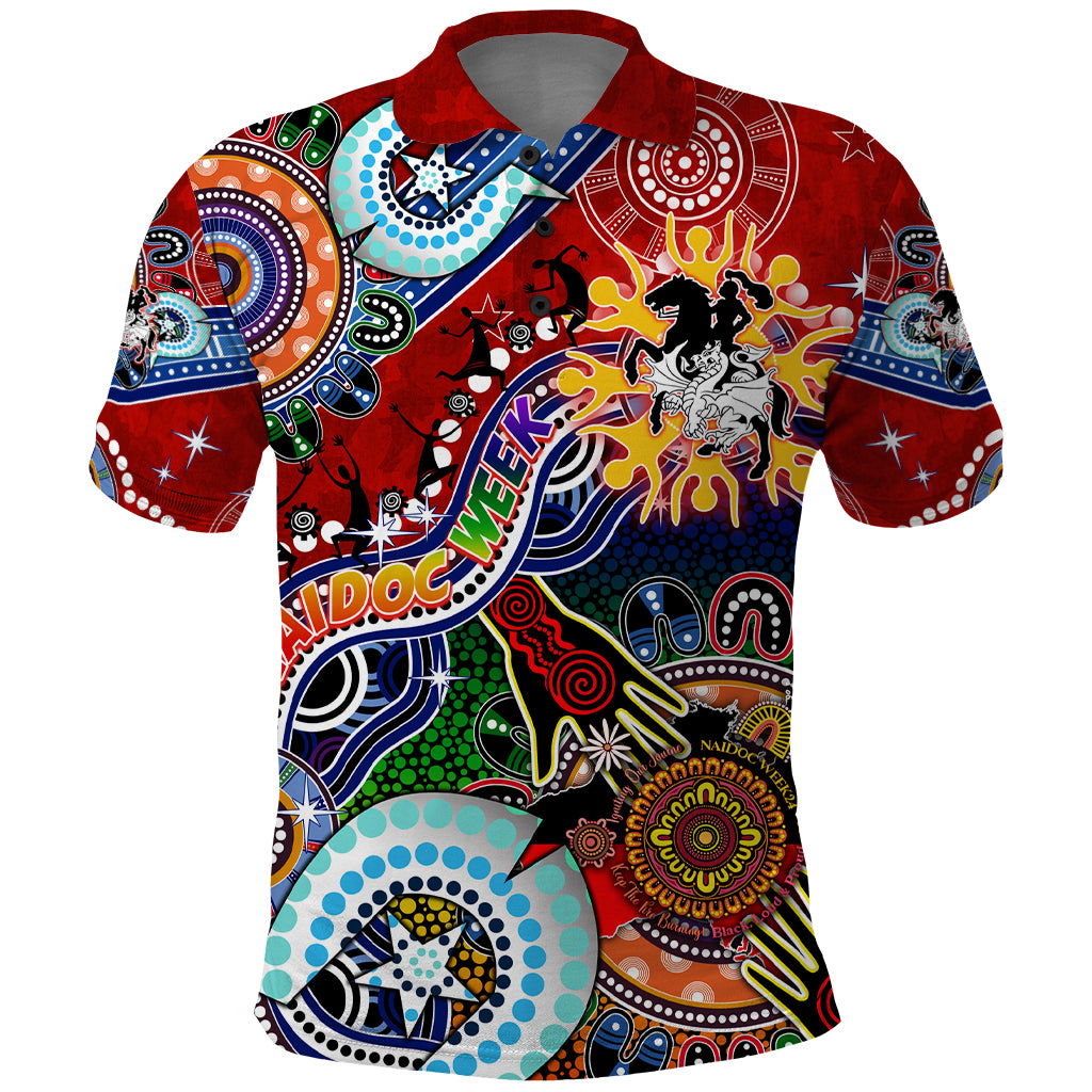 Personalised Dragons NAIDOC Week 2024 Polo Shirt Australia Aboriginal Dot Painting