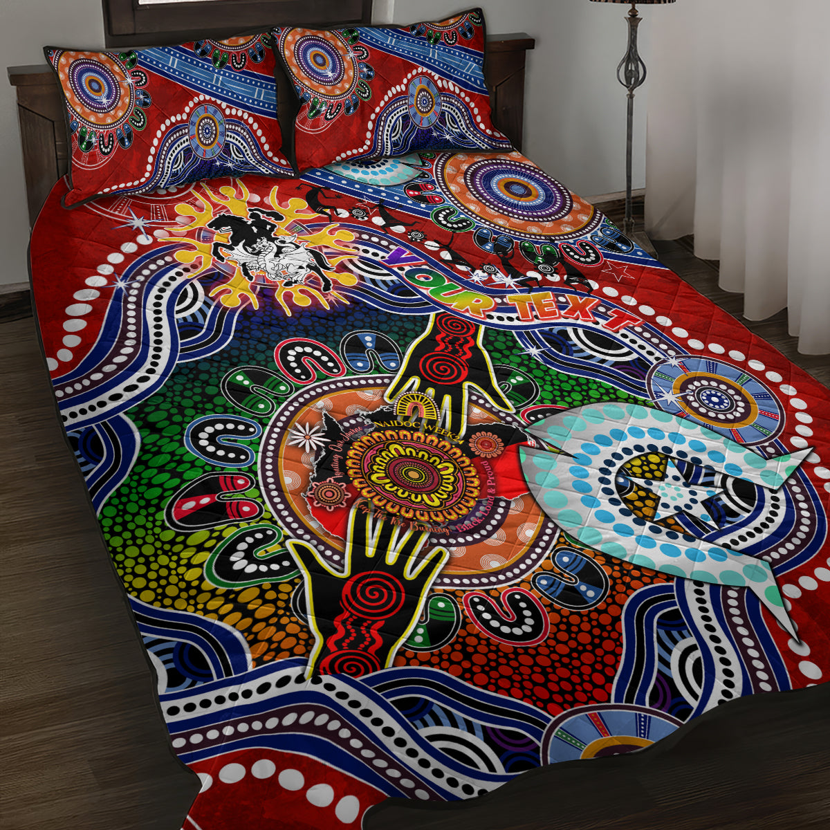 Personalised Dragons NAIDOC Week 2024 Quilt Bed Set Australia Aboriginal Dot Painting