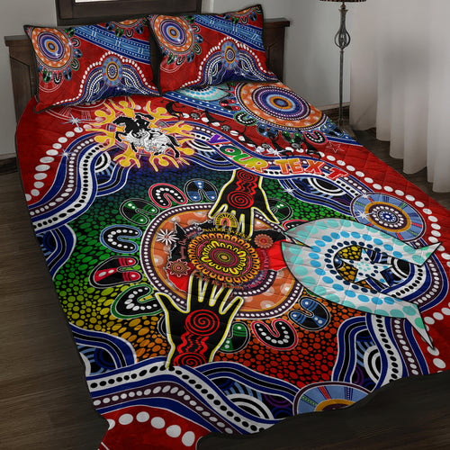 Personalised Dragons NAIDOC Week 2024 Quilt Bed Set Australia Aboriginal Dot Painting