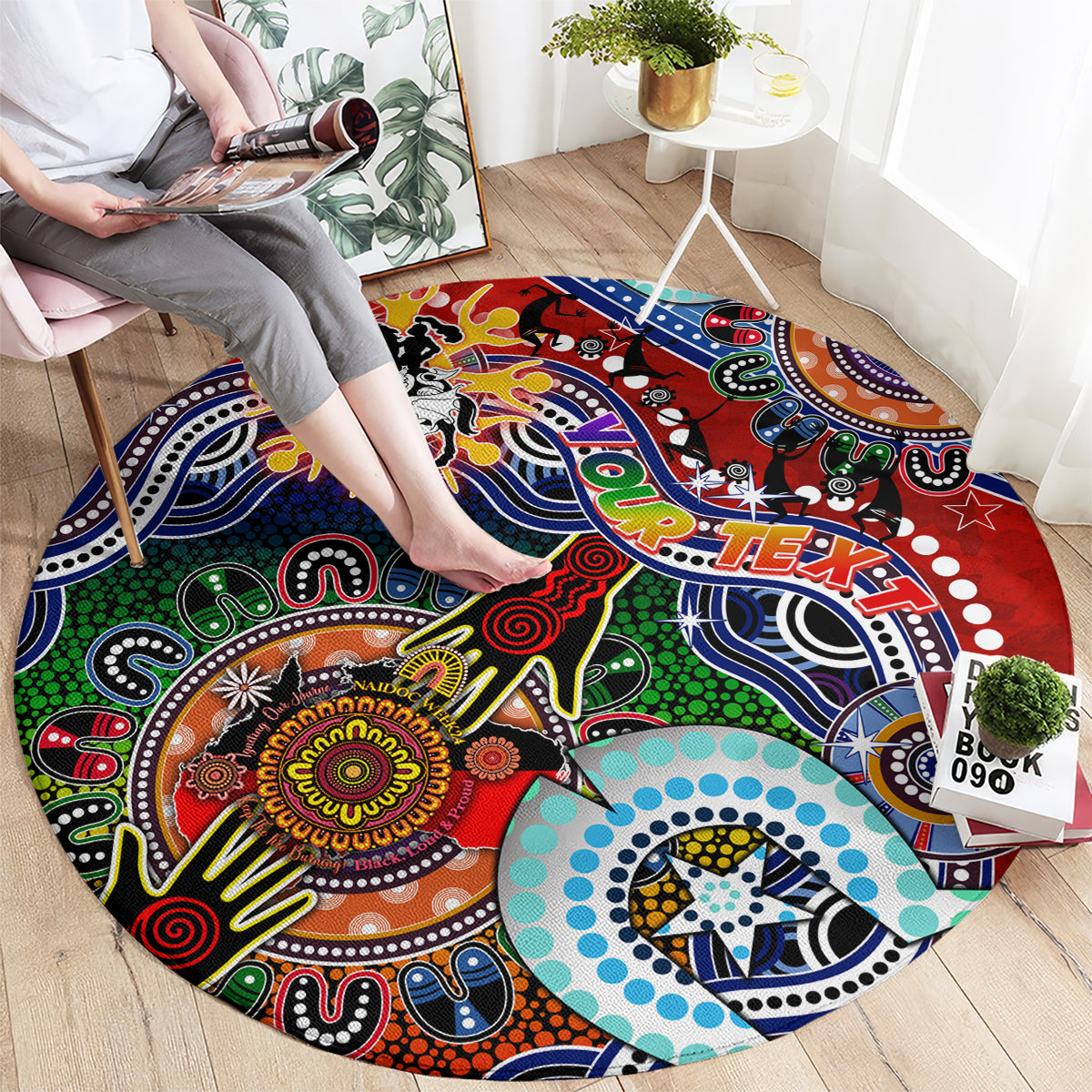 Personalised Dragons NAIDOC Week 2024 Round Carpet Australia Aboriginal Dot Painting