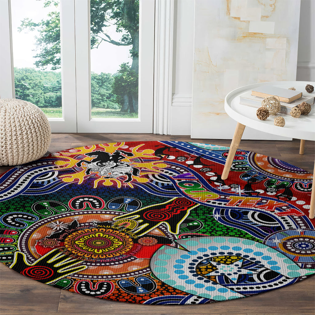 Personalised Dragons NAIDOC Week 2024 Round Carpet Australia Aboriginal Dot Painting