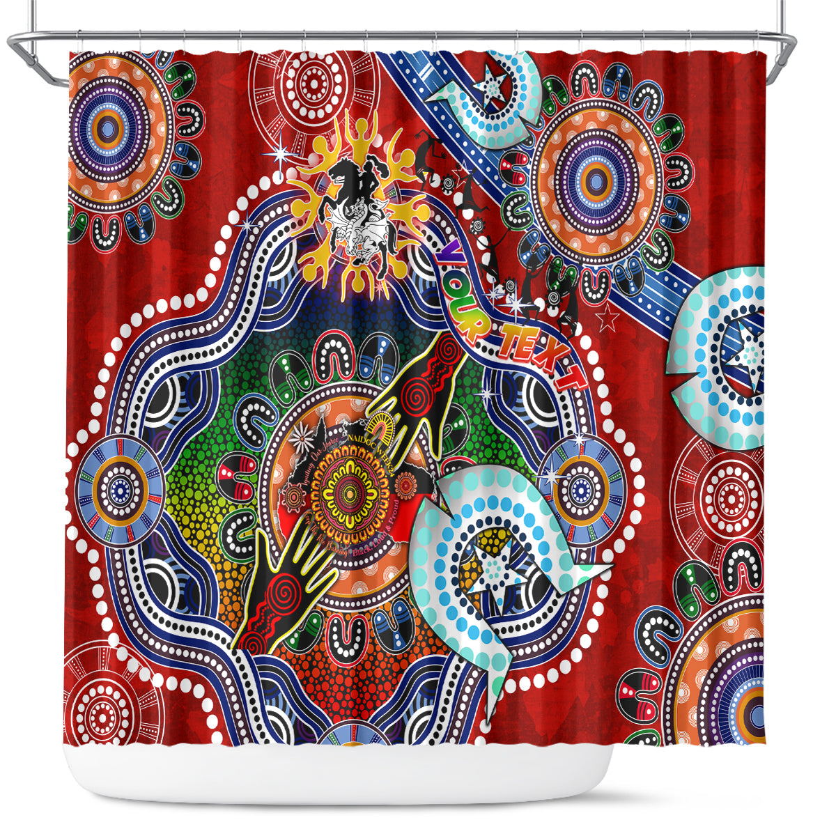 Personalised Dragons NAIDOC Week 2024 Shower Curtain Australia Aboriginal Dot Painting