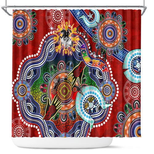 Personalised Dragons NAIDOC Week 2024 Shower Curtain Australia Aboriginal Dot Painting