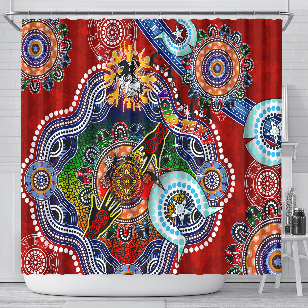 Personalised Dragons NAIDOC Week 2024 Shower Curtain Australia Aboriginal Dot Painting