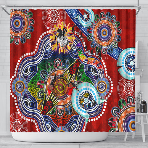 Personalised Dragons NAIDOC Week 2024 Shower Curtain Australia Aboriginal Dot Painting