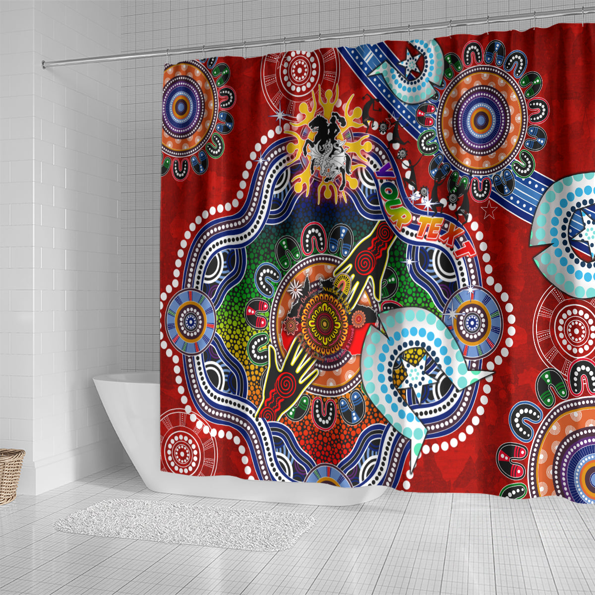 Personalised Dragons NAIDOC Week 2024 Shower Curtain Australia Aboriginal Dot Painting
