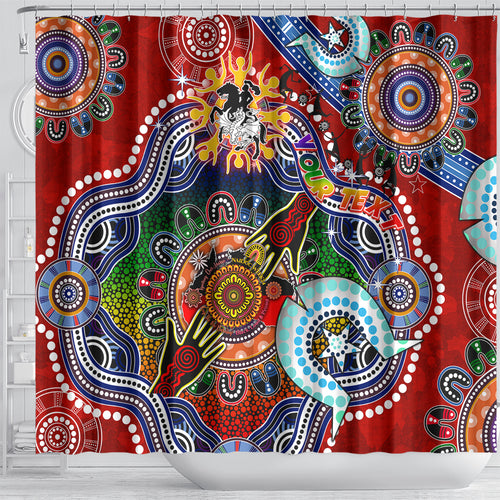 Personalised Dragons NAIDOC Week 2024 Shower Curtain Australia Aboriginal Dot Painting