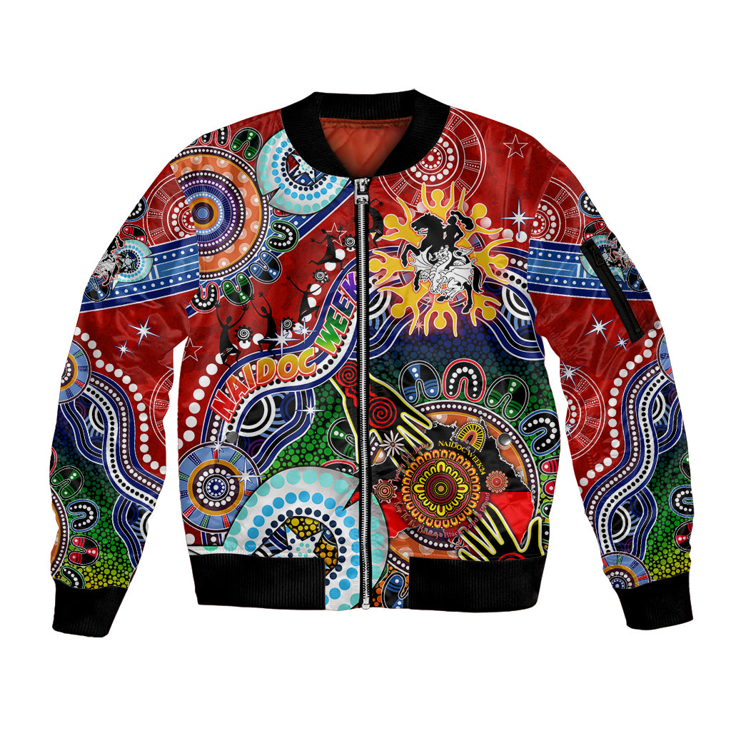 Personalised Dragons NAIDOC Week 2024 Sleeve Zip Bomber Jacket Australia Aboriginal Dot Painting
