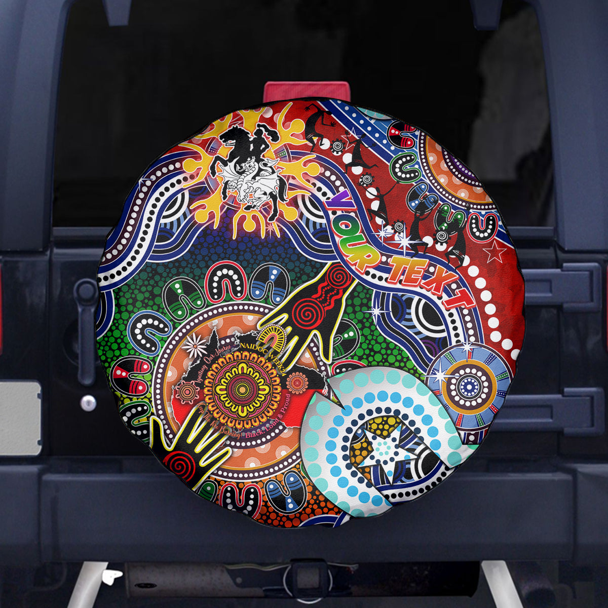 Personalised Dragons NAIDOC Week 2024 Spare Tire Cover Australia Aboriginal Dot Painting