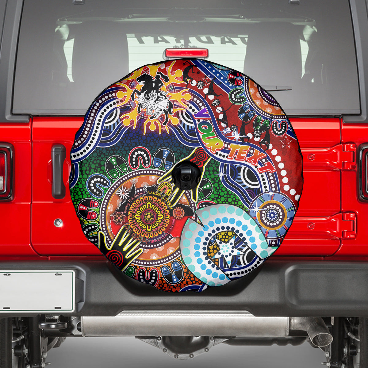 Personalised Dragons NAIDOC Week 2024 Spare Tire Cover Australia Aboriginal Dot Painting
