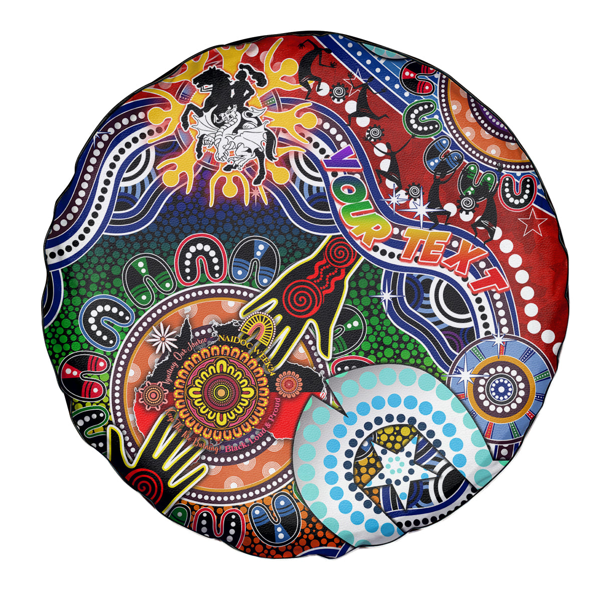 Personalised Dragons NAIDOC Week 2024 Spare Tire Cover Australia Aboriginal Dot Painting